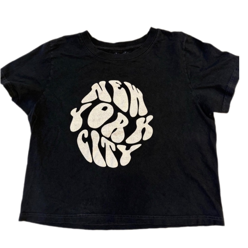 Brandy Melville Black Tee with White NYC Design